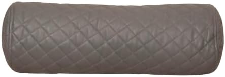 Neck Roll Pillow Cushion Cover, 14x6 Inch Full Moon Round Bolster Pillow Case, Cylinder Soft Lambskin Leather Pillowcase for Head, Spine & Neck Support During Sleep - Quilted Grey Pack of 1