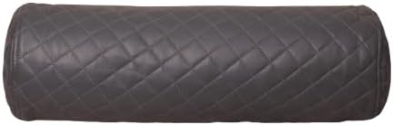 Neck Roll Pillow Cushion Cover, 20x5 Inch Full Moon Round Bolster Pillow Case, Cylinder Soft Lambskin Leather Pillowcase for Head, Spine & Neck Support During Sleep - Quilted Charcoal Grey Pack of 1