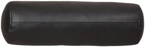 Neck Roll Pillow Cushion Cover, 24x7 Inch Full Moon Round Bolster Pillow Case, Cylinder Soft Lambskin Leather Pillowcase for Head, Spine & Neck Support During Sleep - Black Pack of 1