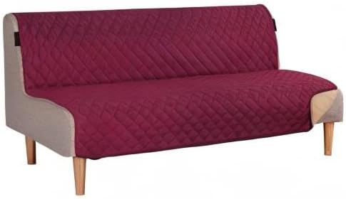 H.VERSAILTEX Reversible Futon Cover Water Repellent Armless Sofa Slipcover Washable Furniture Protector with Adjustable Elastic Strap Anti-Slip Futon Bed Cover for Dogs 70" Width Seat(Red/Tan)