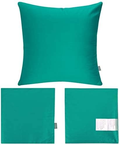 Thmyo 4-Pack 100% Cotton Comfortable Solid Decorative Throw Pillow Case, Square Cushion Cover Pillowcase Sublimation Blank Pillow Covers DIY Throw Pillowcase for Sofa(18x18 inch/ 45x45cm,Lake Blue)