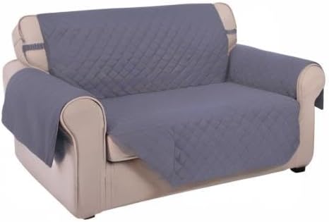U-NICE HOME Loveseat Sofa Cover Reversible Couch Covers for 2 Cushion Couch for Dogs Furniture Protector Cover with Elastic Straps Water Resistant(Loveseat Small, Dark Grey/Dark Grey)