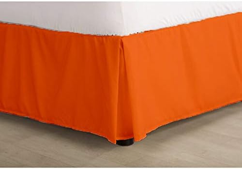 Bed Skirt - 100% Cotton 800 Thread Count Box Pleated Bed Skirt - Luxury Pleated Dust Ruffle, Hotel Quality Modern Bed Skirt, Easy Fit with 12 Inch Tailored Drop, Full XL, Orange