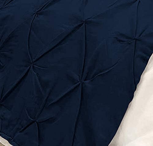 Bed Runner Set - 100% Pure Cotton 800 Thread Count - Luxury 1 Pinch Pleated Bed Runner and 2 Pillow Cover - 3 Piece Pinch Pleated Bed Runner Set California King, Navy Blue