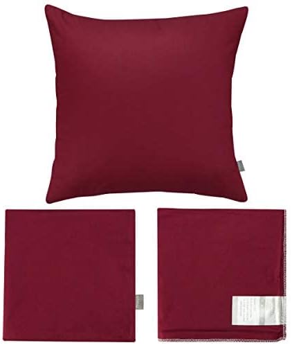 Thmyo 4-Pack 100% Cotton Comfortable Solid Decorative Throw Pillow Case Christmas Square Cushion Covers Pillowcases DIY Throw Pillow Covers for Sofa Bed Car(18x18 inch/45x45cm,Wine Red)