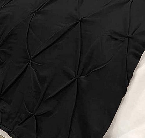 Bed Runner Set - 100% Pure Cotton 800 Thread Count - Luxury 1 Pinch Pleated Bed Runner and 2 Pillow Cover - 3 Piece Pinch Pleated Bed Runner Set King, Black