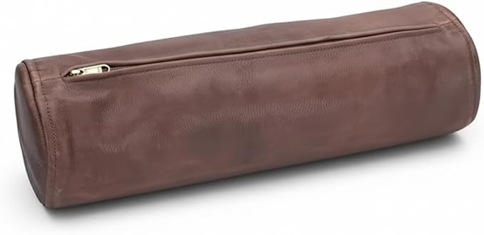 Leather Cylindrical Cushion Cover – 100% Lambskin Round Bolster Pillow Cover | Handmade Ergonomic Roll for Head, Neck & Back | Decorative Home & Sofa Accessory (24" x 6")
