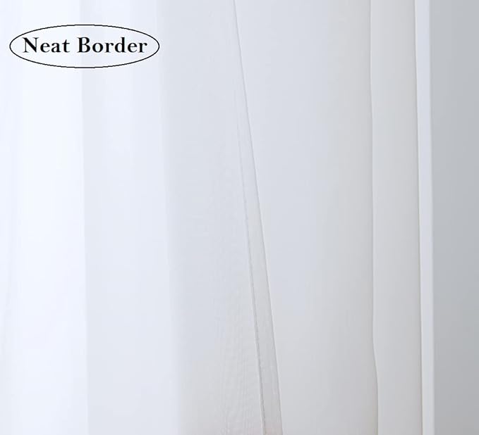 PI White Sheer Tier Curtains 30 Inches Length with Grommet,Short Voile Half Window Curtain for Kitchen/Bathroom/Farmhouse/Basement 2 Panels (W42 X L30,Optical White)