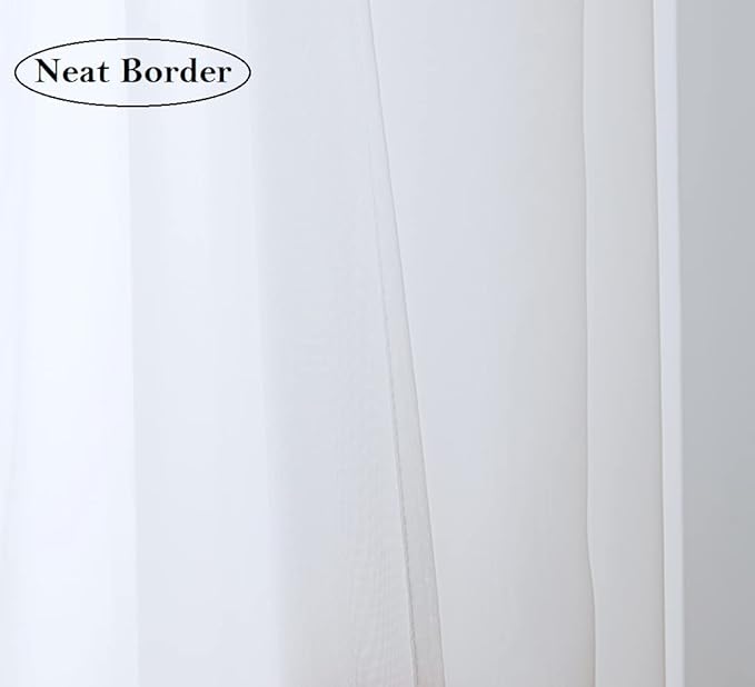 PI Clear White Sheer Curtains with Rings Top 72 Inch Long for Living Room/Bedroom 2 Panels (W52 X L72, Optical White)