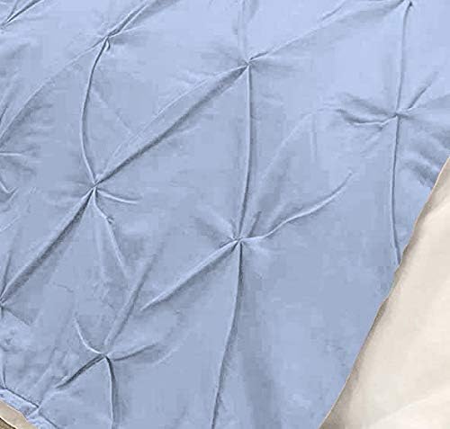 Bed Runner Set - 100% Pure Cotton 800 Thread Count - Luxury 1 Pinch Pleated Bed Runner and 2 Pillow Cover - 3 Piece Pinch Pleated Bed Runner Set California King, Light Blue