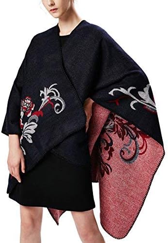 Women's Vintage Pattern Open Front Poncho Cape Shawl Winter Shawl Wraps