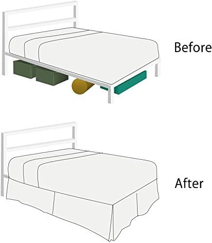 BISELINA French Linen Bed Skirt with Pleated Frills 14-Inch Tailored Drop Natural Flax Cotton Blend Dust Ruffle Soft Cozy Farmhouse Bedding (14" Twin, White)