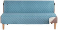 H.VERSAILTEX Reversible Futon Cover Water Repellent Armless Sofa Slipcover Washable Furniture Protector with Adjustable Elastic Strap Anti-Slip Futon Bed Cover for Dogs 70" Width Seat(Blue/Beige)