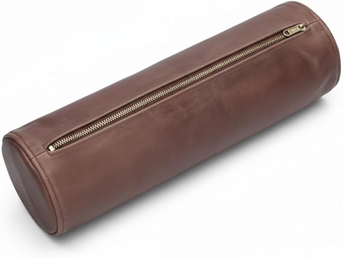 Leather Cylindrical Cushion Cover – 100% Lambskin Round Bolster Pillow Cover | Handmade Ergonomic Roll for Head, Neck & Back | Decorative Home & Sofa Accessory (22" x 5")