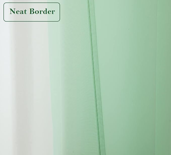 PI Green Sheer Curtains 84 Inches Long,Grommet Top Transparent Voile Sheer Draperies for Nursey/Kindergarten 2 Panels (W52 X L84, Mint Green)