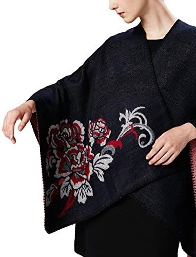 Women's Vintage Pattern Open Front Poncho Cape Shawl Winter Shawl Wraps