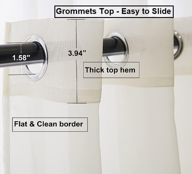 PI Cream Sheer Curtains 63 Inches with Eyelets, Airy Voile Curtains Window Treatment for Kitchen 2 Panels (W52 X L63, Butter)
