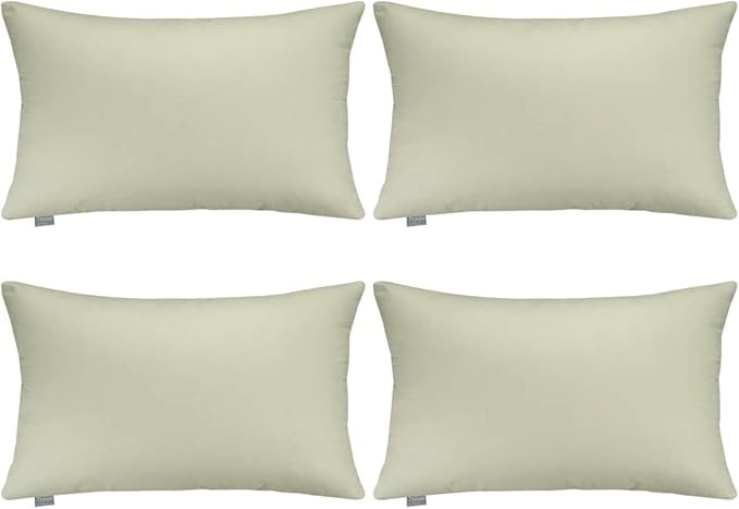 Thmyo 4-Pack 100% Cotton Christmas/Halloween Lumbar Comfortable Solid Decorative Throw Pillow Case Rectangle Cushion Cover Pillowcase Blank Pillow Covers DIY Throw Pillowcase(12x20inch/30x50cm,Beige)