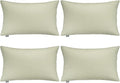 Thmyo 4-Pack 100% Cotton Christmas/Halloween Lumbar Comfortable Solid Decorative Throw Pillow Case Rectangle Cushion Cover Pillowcase Blank Pillow Covers DIY Throw Pillowcase(12x20inch/30x50cm,Beige)