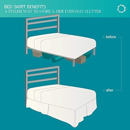Bed Skirt - Ruffled Bed Skirt (King, Black) 12 Inch Drop Dust Ruffle with Platform, 100% Cotton 800 Thread Count Fabric - Dust Ruffle Bedskirt for Easy Fitting and Easy Care