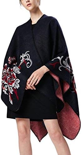 Women's Vintage Pattern Open Front Poncho Cape Shawl Winter Shawl Wraps