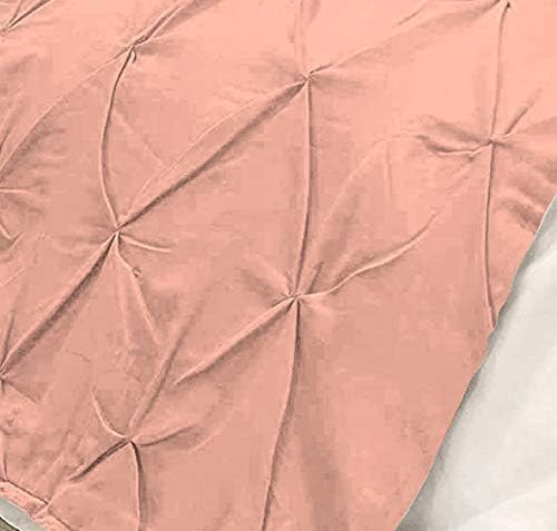Bed Runner Set - 100% Pure Cotton 800 Thread Count - Luxury 1 Pinch Pleated Bed Runner and 2 Pillow Cover - 3 Piece Pinch Pleated Bed Runner Set King, Peach