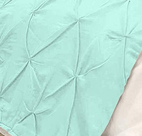 Bed Runner Set - 100% Pure Cotton 800 Thread Count - Luxury 1 Pinch Pleated Bed Runner and 2 Pillow Cover - 3 Piece Pinch Pleated Bed Runner Set King, Aqua