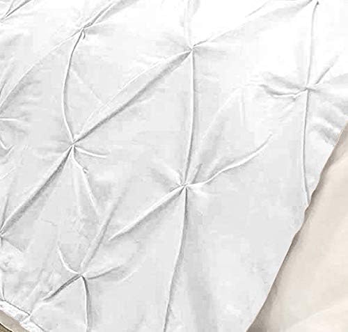 Bed Runner Set - 100% Pure Cotton 800 Thread Count - Luxury 1 Pinch Pleated Bed Runner and 2 Pillow Cover - 3 Piece Pinch Pleated Bed Runner Set Twin, White