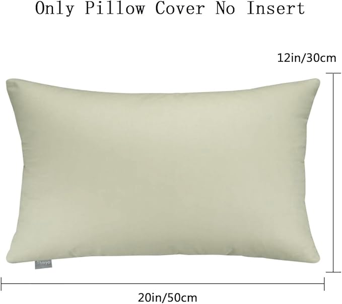Thmyo 4-Pack 100% Cotton Christmas/Halloween Lumbar Comfortable Solid Decorative Throw Pillow Case Rectangle Cushion Cover Pillowcase Blank Pillow Covers DIY Throw Pillowcase(12x20inch/30x50cm,Beige)