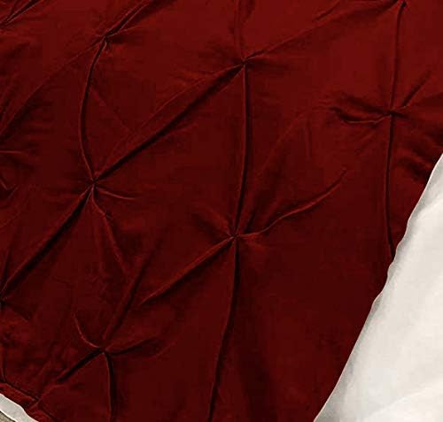 Bed Runner Set - 100% Pure Cotton 800 Thread Count - Luxury 1 Pinch Pleated Bed Runner and 2 Pillow Cover - 3 Piece Pinch Pleated Bed Runner Set Twin, Burgundy
