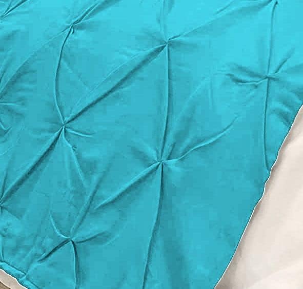 Bed Runner Set - 100% Pure Cotton 800 Thread Count - Luxury 1 Pinch Pleated Bed Runner and 2 Pillow Cover - 3 Piece Pinch Pleated Bed Runner Set King, Turquoise