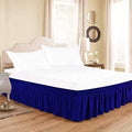 Royal Blue Wrap Around Bed Skirts with 16" Drop - Three Sides Fabric Adjustable Elastic Dust Ruffle Silky Soft -600 TC Stretchy Bed Skirt-Short Queen(60"X 75") Royal Blue