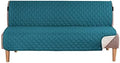 H.VERSAILTEX Reversible Futon Cover Water Repellent Armless Sofa Slipcover Washable Furniture Protector with Adjustable Elastic Strap Anti-Slip Futon Bed Cover for Dogs 70" Width Seat(Dark Teal/Beige)