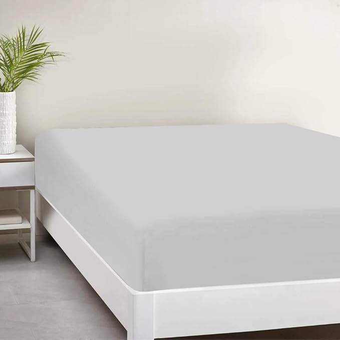 Lukeville's Cot Sheet 25" x 75", Daycare for Cot Size Mattress Sheets Pack of 2 Fitted Narrow Twin/Camp Bunk/Rvs Bunk/Trifold Mattress, Soft and PolyBlend Microfiber Cover for Toddler, Light Grey