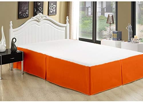 Bed Skirt - 100% Cotton 800 Thread Count Box Pleated Bed Skirt - Luxury Pleated Dust Ruffle, Hotel Quality Modern Bed Skirt, Easy Fit with 12 Inch Tailored Drop, Full XL, Orange