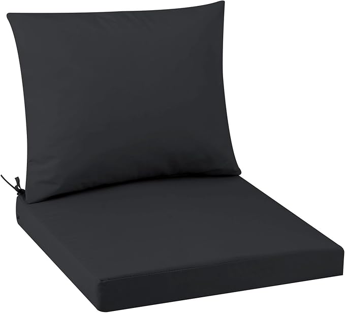 Outdoor Seat Cushion Set 19 x 19 In, Water-Resistant & Fade-Resistan, Patio Furniture Cushions with Removable Cover Deep Seat & Back Cushion with Handle and Adjustable Straps for Chair Sofa,1PC