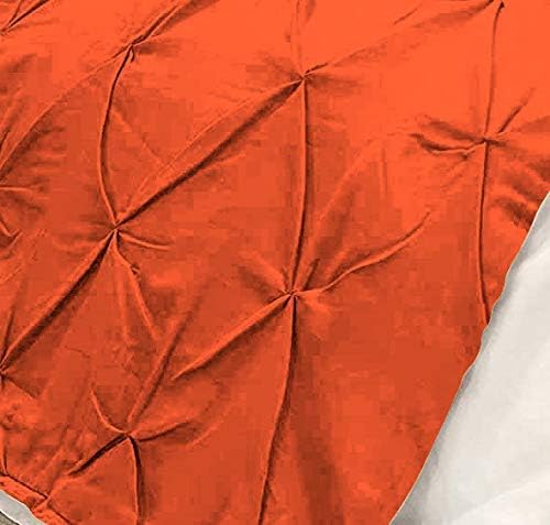 Bed Runner Set - 100% Pure Cotton 800 Thread Count - Luxury 1 Pinch Pleated Bed Runner and 2 Pillow Cover - 3 Piece Pinch Pleated Bed Runner Set King, Orange