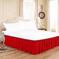 Red Wrap Around Bed Skirts with 16" Drop - Three Sides Fabric Adjustable Elastic Dust Ruffle Silky Soft -600 TC Stretchy Bed Skirt-Queen XL(60"X 84") Red