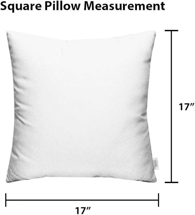 RSH DECOR: Square Throw Pillows Set of 2 | 17” x 17” | All-Weather Spun Fabric | Water and Fade-Resistant | Outdoor Accent Pillows for Patio Furniture | Coral & White Stripe