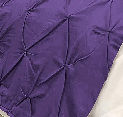 Bed Runner Set - 100% Pure Cotton 800 Thread Count - Luxury 1 Pinch Pleated Bed Runner and 2 Pillow Cover - 3 Piece Pinch Pleated Bed Runner Set King, Purple