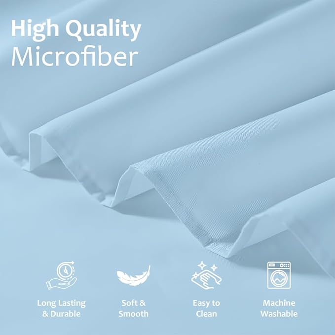 Shreem Linen Ruffled Bed Skirt with Split Corners, Gathered Style, 100% Microfiber, 8-Inch Drop, Dust Ruffle Bedskirt with Platform, Cal-King, Light Blue