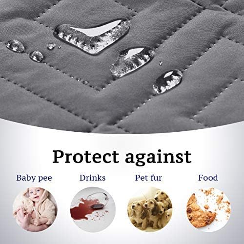 H.VERSAILTEX Reversible Quilted Recliner Covers Water Resistant Furniture Protector for Reclienr Chair with Elastic Straps for Pets Kids Sitting Width Up to 28"(Oversized Recliner, Gray/Beige)
