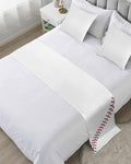 Baseball Sports Texture Bed Runners for Bedroom Hotel,Decorative Bedding Scarf White Red Lines Bed End Blanket Bedding Runner Scarves for King Size Bed,102x20in