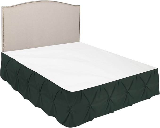 Nestl Forest Green Bed Skirt Cal King Size, Pinch Pleat Cal King Bed Skirt, 14" Drop Cal King Bedskirt, Hotel Quality Bed Skirts, Microfiber Bedskirt for Cal King Bed, Forest Green Cal King Bed Skirt