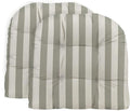 RSH DECOR: Tufted U-Shape Wicker Seat Cushions Set of 2 | 19” x 19” | All-Weather Spun Fabric | Water-Resistant | Outdoor Chair Cushions for Patio Furniture | Grey & White Stripe