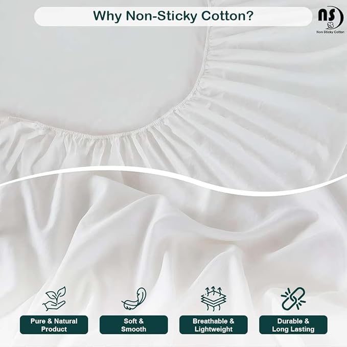 NON Sticky cotton Queen Size Sleeper Sofa Sheets, 4 Piece Egyptian Cotton Bed Sheet Set for Sofa Bed, 8" Deep Pocket for Pull Out Couch Mattress, 60" x 75", White Solid, Soft & Breathable