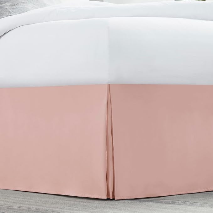 Nestl Peach Beige Bed Skirt Queen Size - Queen Bed Skirt 14 Inch Drop - Brushed Microfiber Bed Skirts - Hotel Quality Pleated Bed Skirt - Shrinkage & Fade Resistant