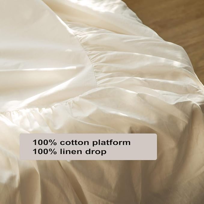Simple&Opulence Belgian Linen Bed Skirt with Classic 14 inch Tailored Drop Dust Ruffle, Easy Fit Breathable Premium Natural Flax- Pleated White, Twin