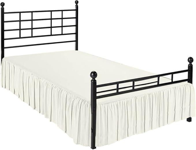 Ruffle Bed Skirt with Split Corners, Microfiber Dust Ruffled for a Perfectly Tailored Bedding Ensemble, Wrinkle and Fade Free, Easy Fit, Queen Size 21 Inch Drop, Ivory