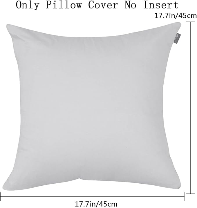 Thmyo 4-Pack 100% Cotton Comfortable Solid Decorative Throw Pillow Case, Square Cushion Cover Pillowcase Sublimation Blank Pillow Covers DIY Throw Pillowcase(16x16 inch/ 40x40cm,Light Silver Grey)